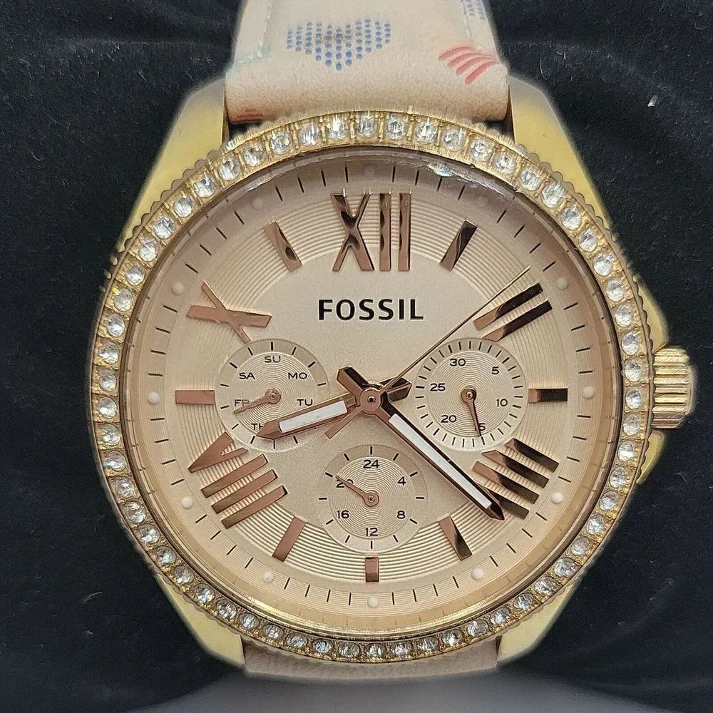 Fossil Cecile AM4483 Women's Leather Analog Rose Gold Dial Quartz Watch BC72